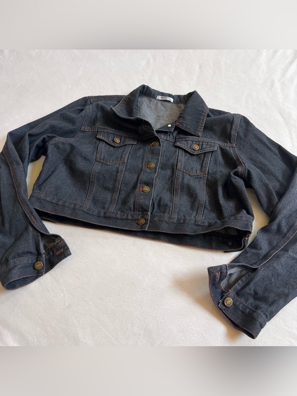 zeagoo Dark Denim Blue Cropped Jacket size XXL Y2K
